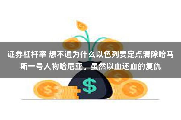 证券杠杆率 想不通为什么以色列要定点清除哈马斯一号人物哈尼亚。虽然以血还血的复仇