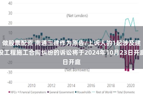 做股票配资 南通三建作为原告/上诉人的1起涉及建设工程施工合同纠纷的诉讼将于2024年10月23日开庭